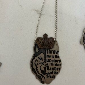 Queen Wolf Metal Pendant Necklace by artisan So Beautifully Broken